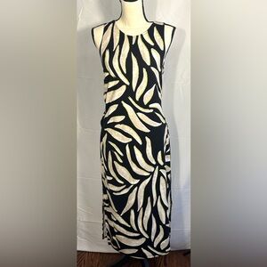 NWT $188 NIC+ZOE Breezy Leaves Dress, Size L Large, Black‎ Print, Sleeveless